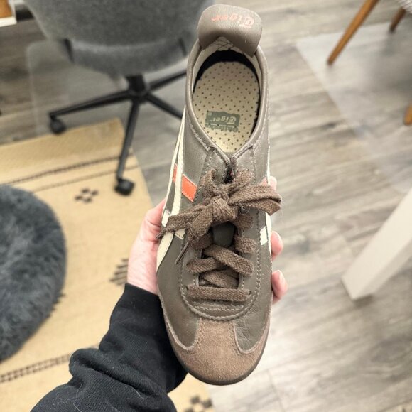 New Women's Brown Leather Onitsuka Tiger Sneakers by ASICS Mexico 66, Size 6.5 - Picture 9 of 13